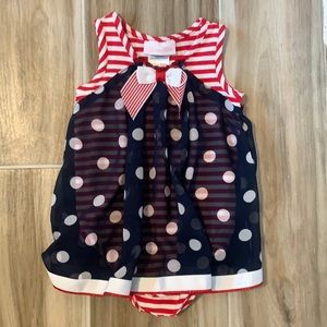SOLD Red, white & blue onesie dress